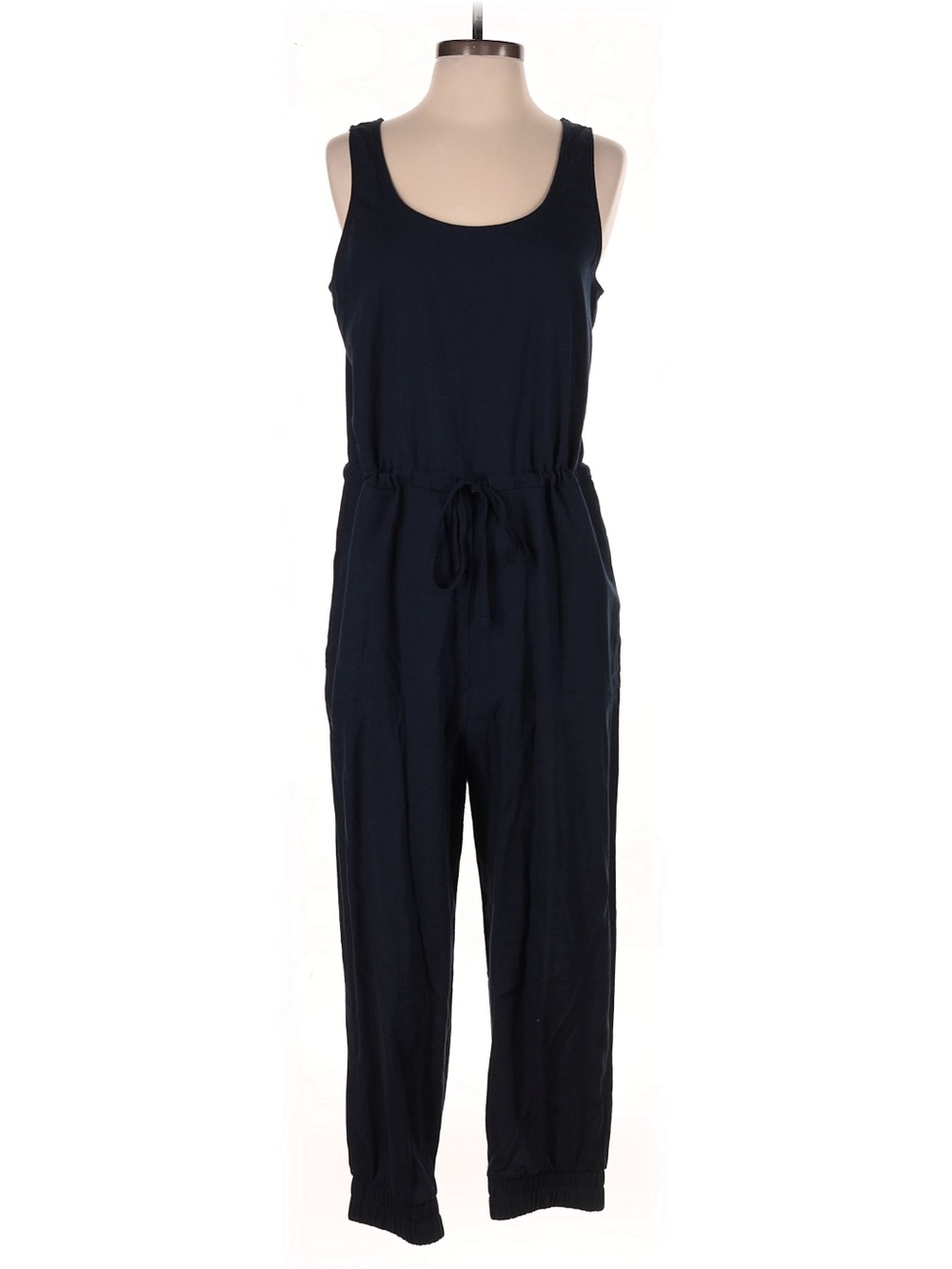 Anthropologie Drew Linen Blend Cross Back Crop Jumpsuit Navy S